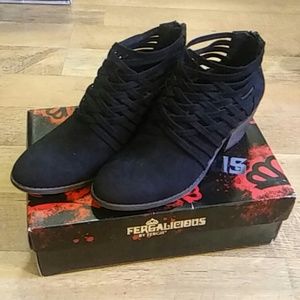 Fergalicious Black Suede Bandana Boots